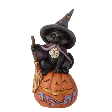 Enesco Jim Shore Mini Black Cat on Pumpkin Halloween Miniature Figurine