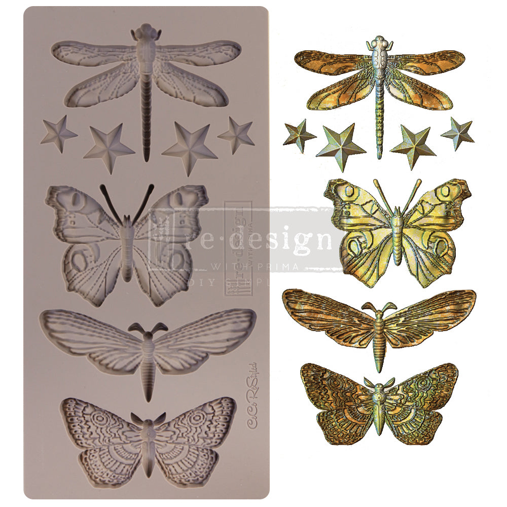 REDESIGN DECOR MOULDS® – CECE INSECTA & STARS – 1 PC, 5″X10″, 8MM THICKNESS