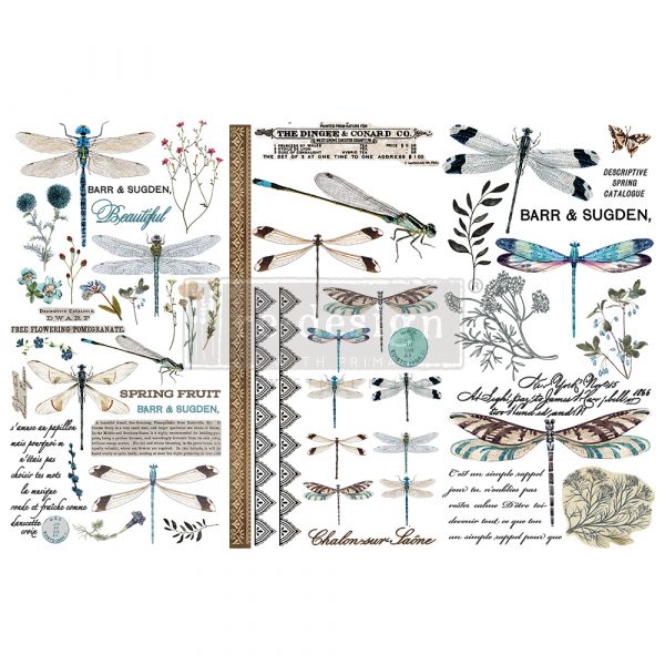 REDESIGN DECOR TRANSFERS® – SPRING DRAGONFLY – 3 SHEETS, 6″X12″