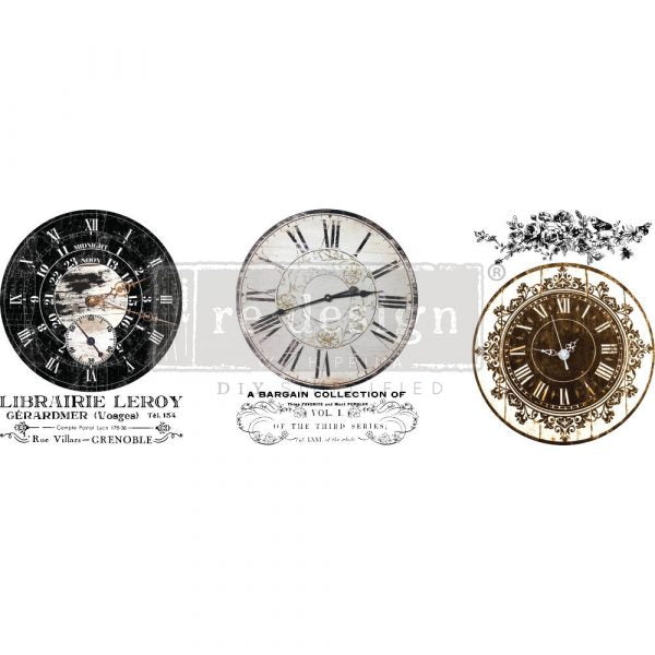 MIDDY TRANSFERS® – VINTAGE CLOCKS – 3 SHEETS, 8.5″X11″